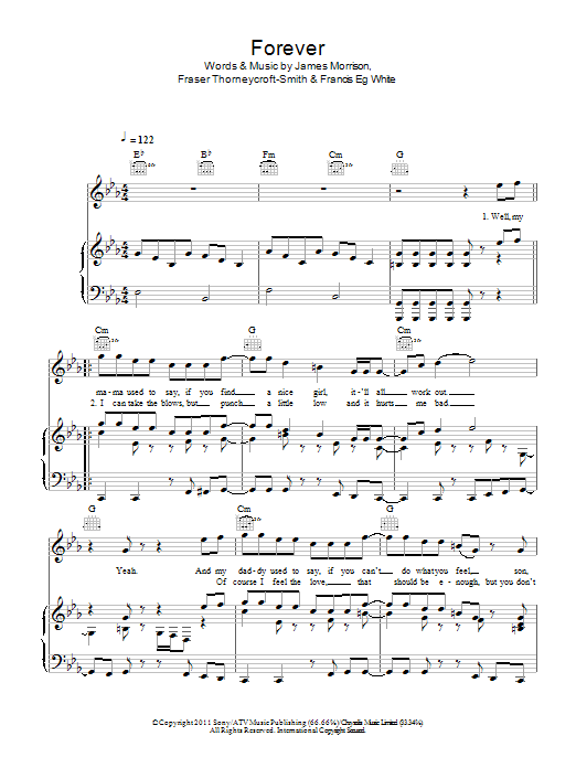 James Morrison Forever sheet music notes and chords. Download Printable PDF.