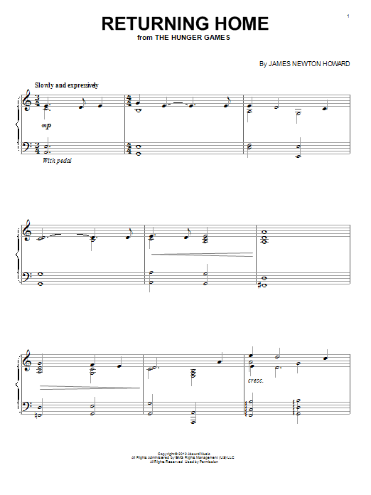 Learn to play James Newton Howard Returning Home sheet music for Piano Solo in minutes. James Newton Howard Returning Home sheet music notes and chords. Download Printable PDF.