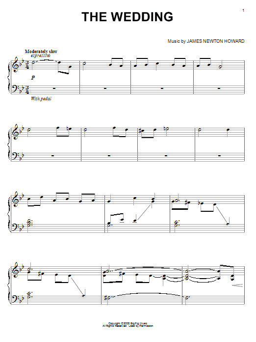 Learn to play James Newton Howard The Wedding sheet music for Piano Solo in minutes. James Newton Howard The Wedding sheet music notes and chords. Download Printable PDF.