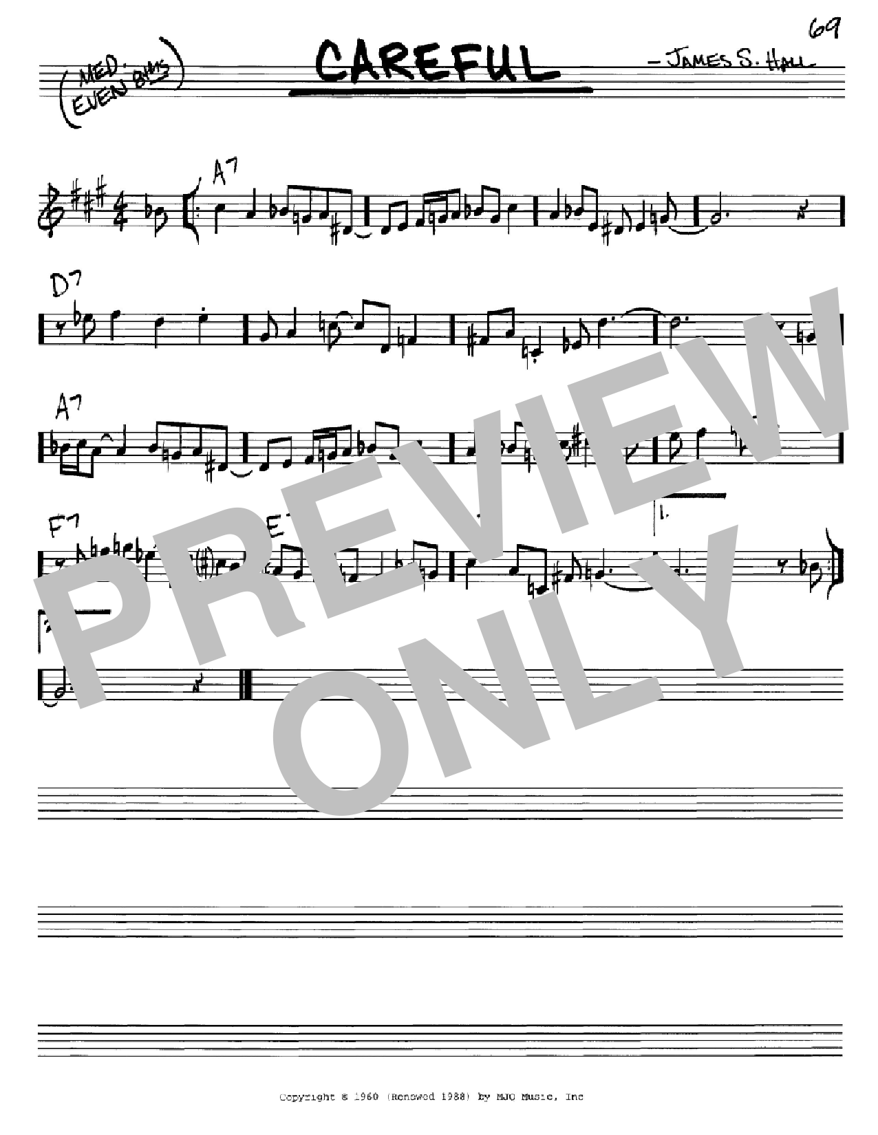 James S. Hall Careful sheet music notes and chords. Download Printable PDF.