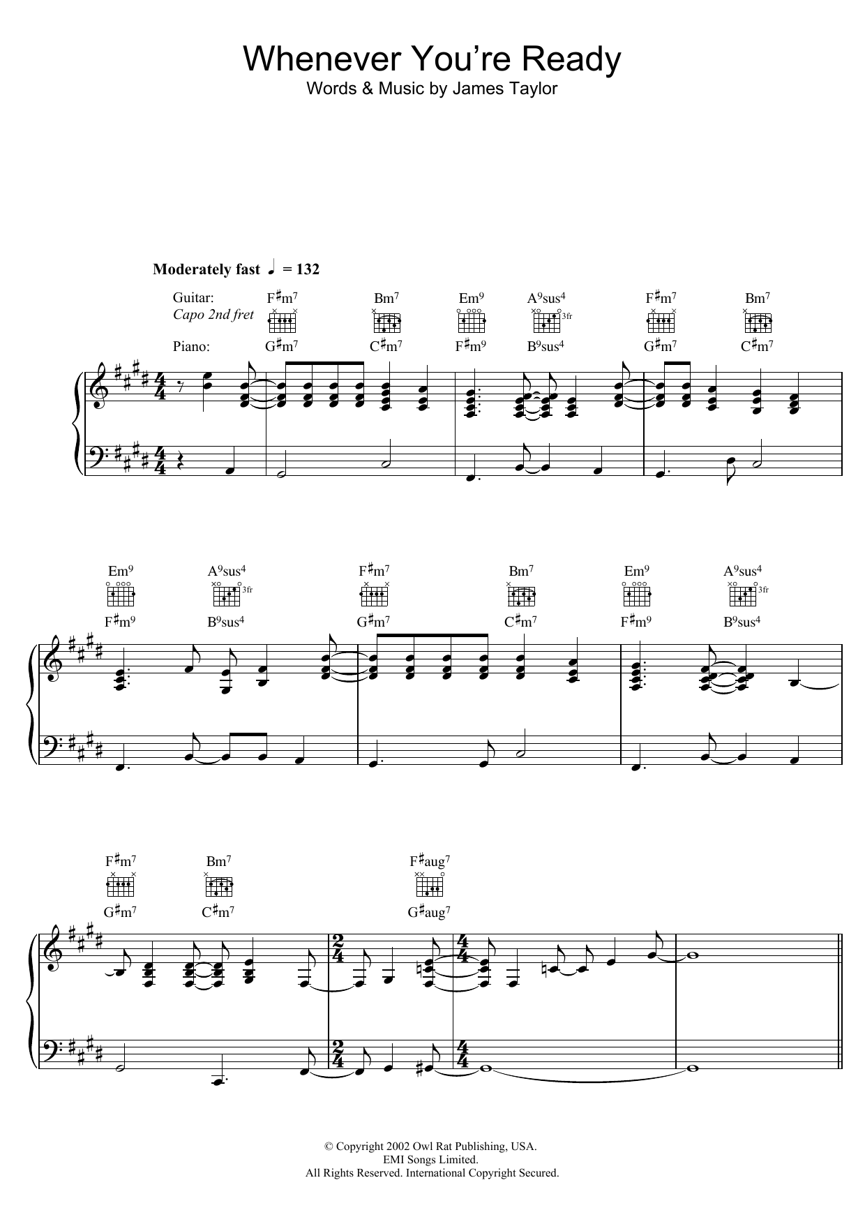 Learn to play James Taylor Whenever You're Ready sheet music for Piano, Vocal & Guitar (Right-Hand Melody) in minutes. James Taylor Whenever You're Ready sheet music notes and chords. Download Printable PDF.