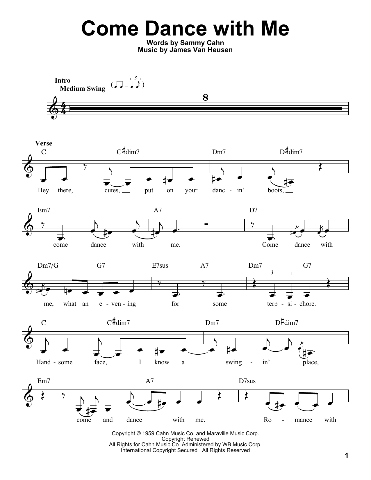 Learn to play Frank Sinatra Come Dance With Me sheet music for Pro Vocal in minutes. Price: 6.9900$ Frank Sinatra Come Dance With Me sheet music notes and chords arranged for Pro Vocal