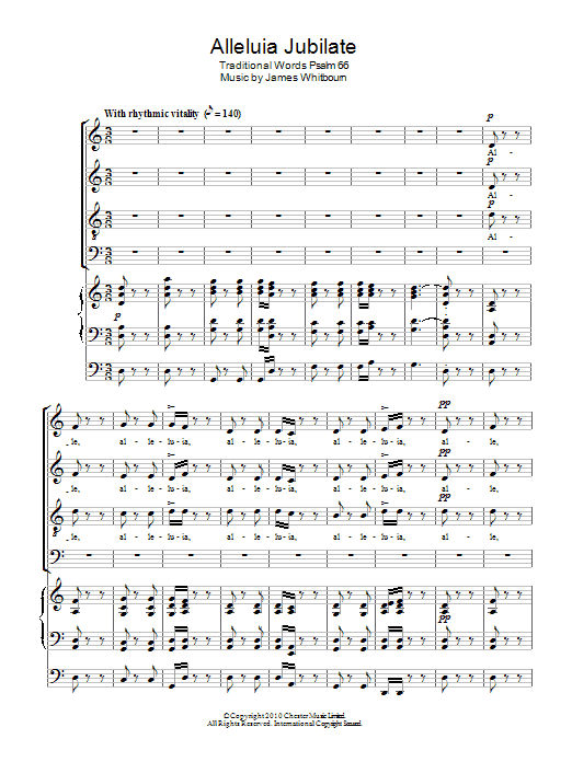 James Whitbourn Alleluia Jubilate sheet music notes and chords. Download Printable PDF.