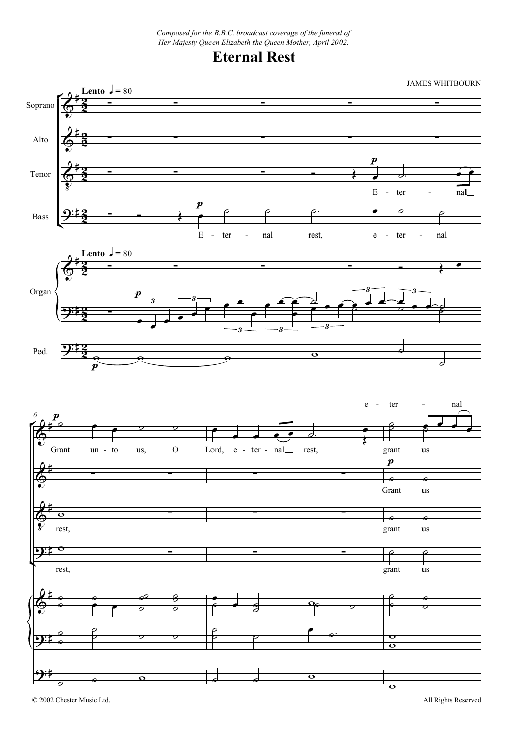 James Whitbourn Eternal Rest sheet music notes and chords. Download Printable PDF.