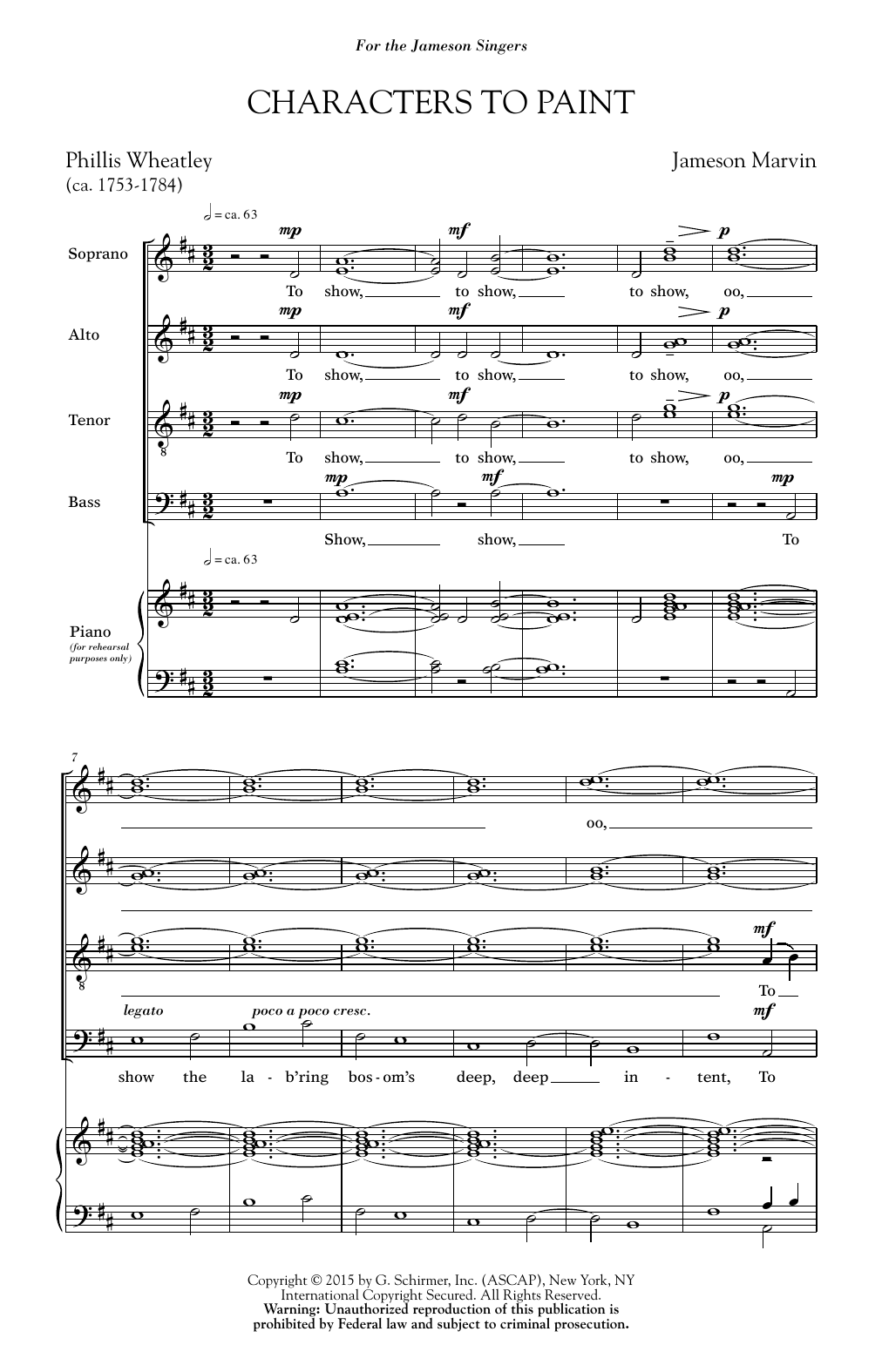 Jameson Marvin Characters To Paint sheet music notes and chords. Download Printable PDF.