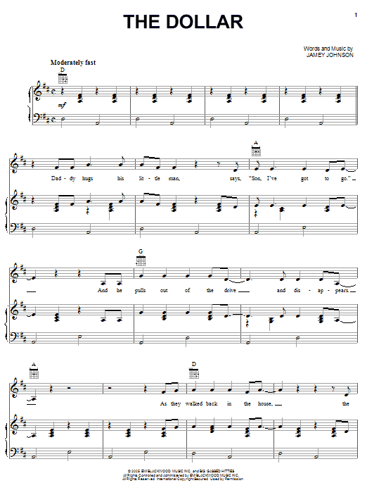 Jamey Johnson The Dollar sheet music notes and chords. Download Printable PDF.