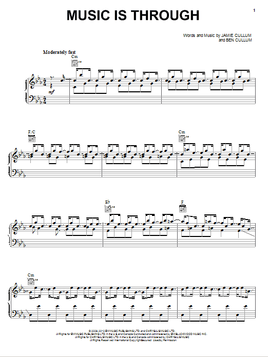 Jamie Cullum Music Is Through sheet music notes and chords. Download Printable PDF.