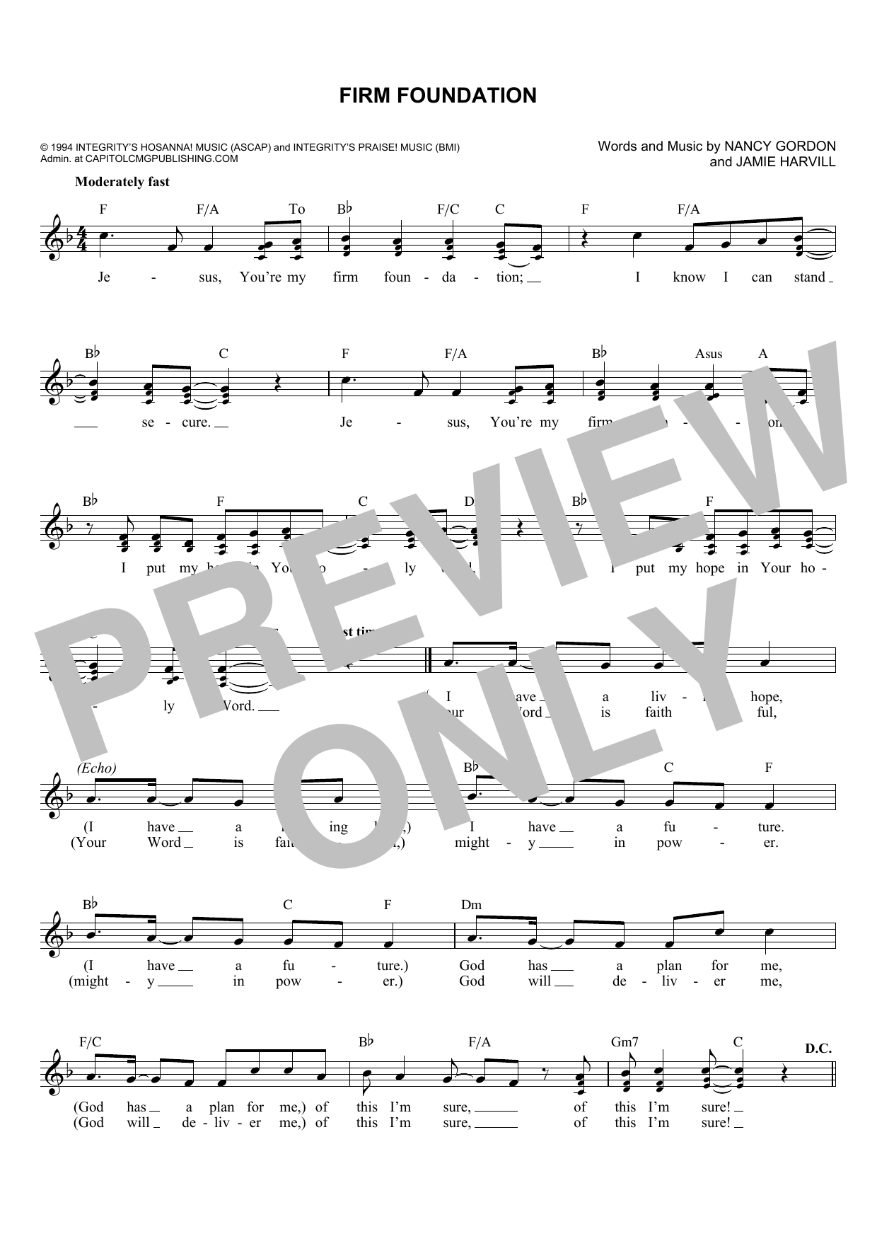 Jamie Harvill Firm Foundation sheet music notes and chords. Download Printable PDF.