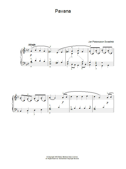 Jan Pieterszoon Sweelinck Pavana sheet music notes and chords. Download Printable PDF.