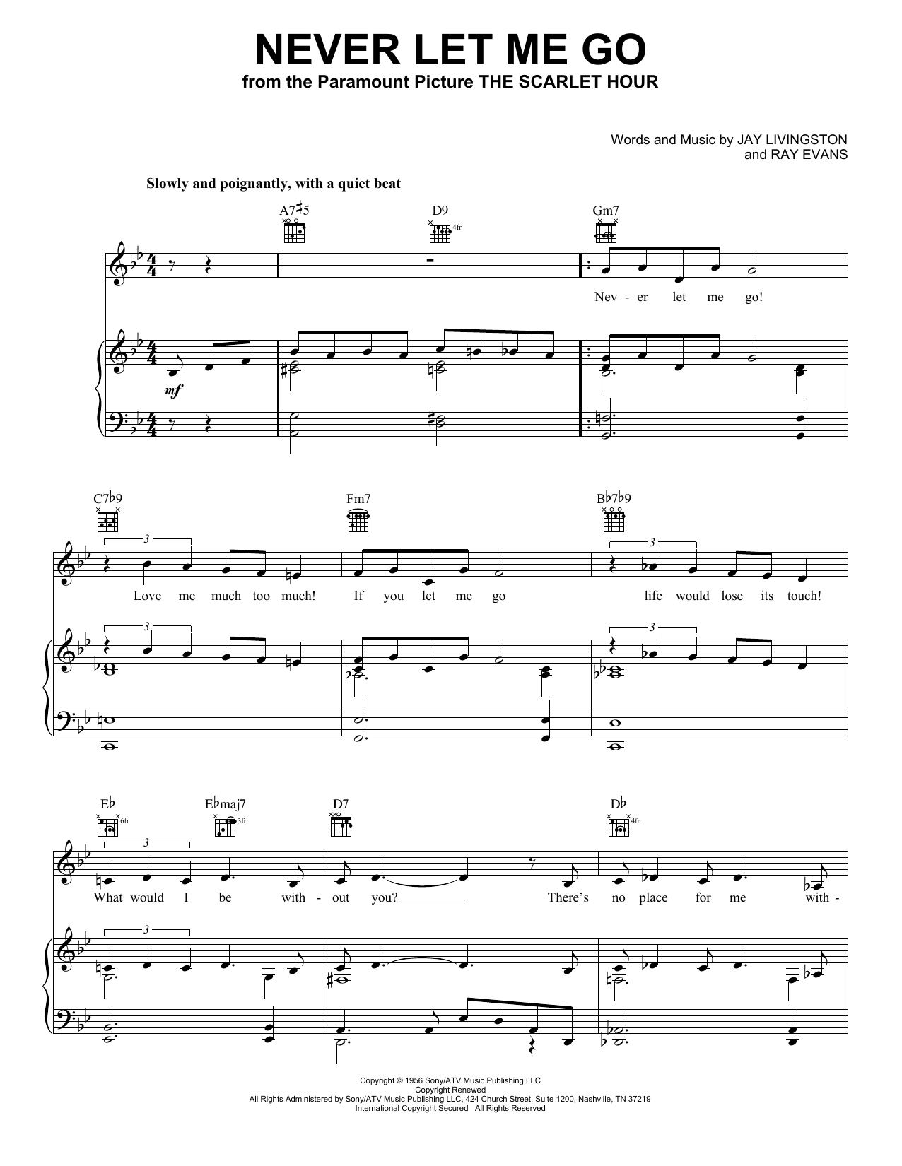 Learn to play Jane Monheit Never Let Me Go sheet music for Piano, Vocal & Guitar (Right-Hand Melody) in minutes. Jane Monheit Never Let Me Go sheet music notes and chords. Download Printable PDF.