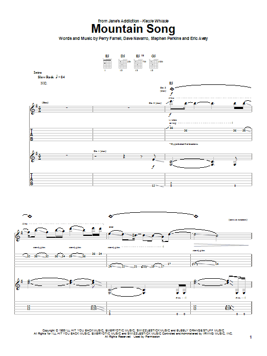 Jane's Addiction Mountain Song sheet music notes and chords. Download Printable PDF.