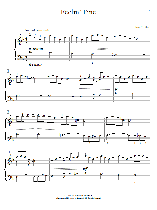 Jane Trotter Feelin' Fine sheet music notes and chords. Download Printable PDF.