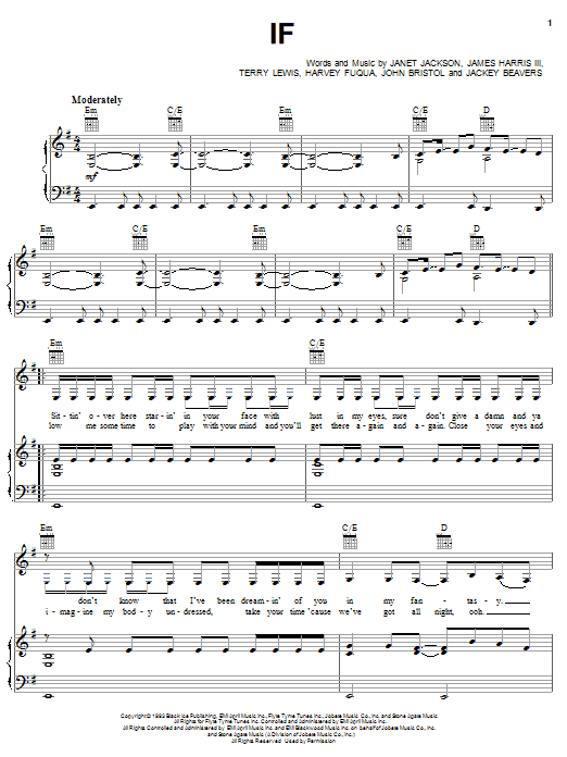 Janet Jackson If sheet music notes and chords. Download Printable PDF.