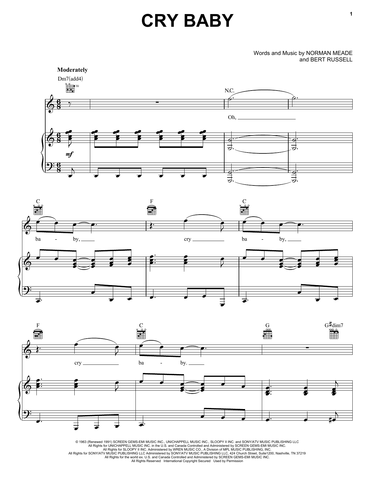 Janis Joplin Cry Baby (from the musical A Night With Janis Joplin) sheet music notes and chords. Download Printable PDF.