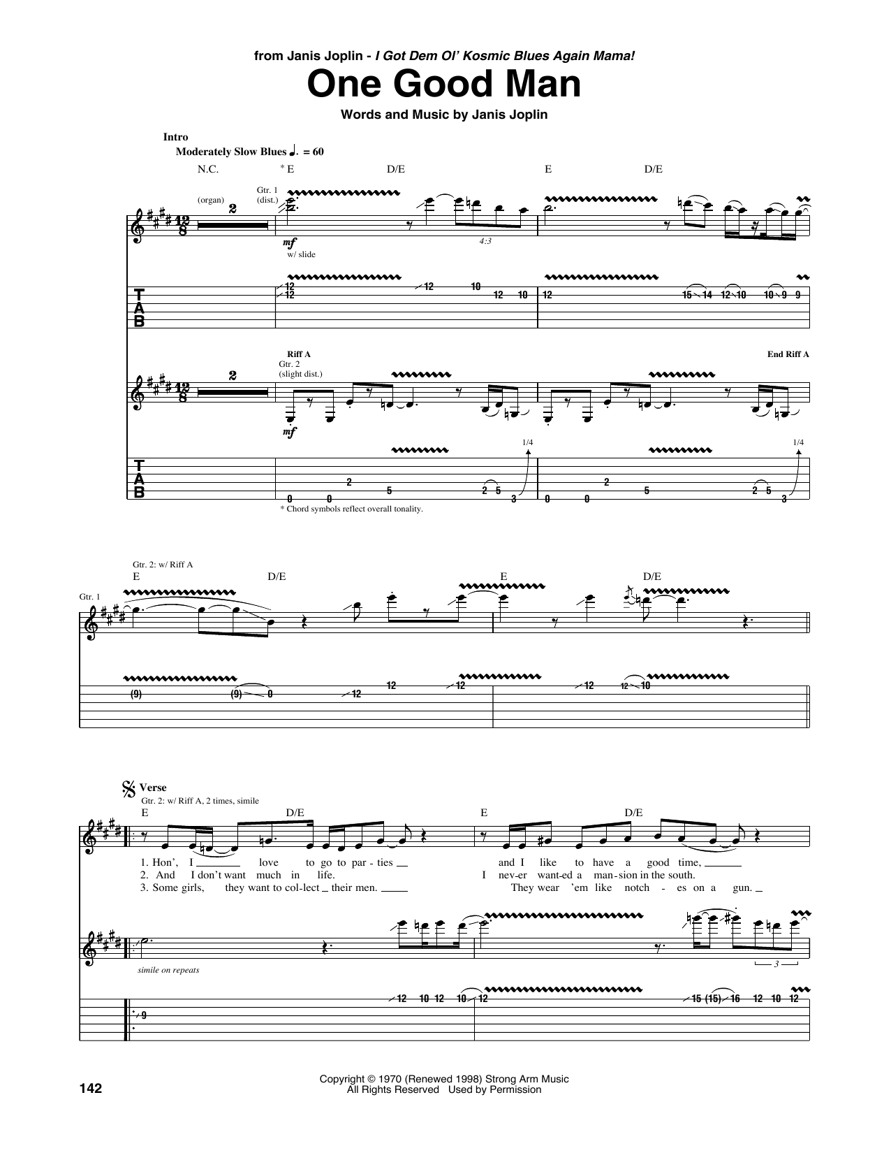 Janis Joplin One Good Man sheet music notes and chords. Download Printable PDF.