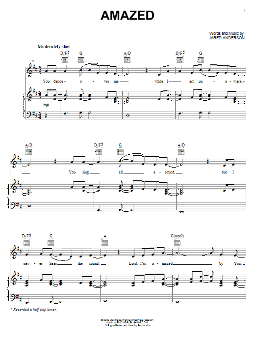 Jared Anderson Amazed sheet music notes and chords. Download Printable PDF.