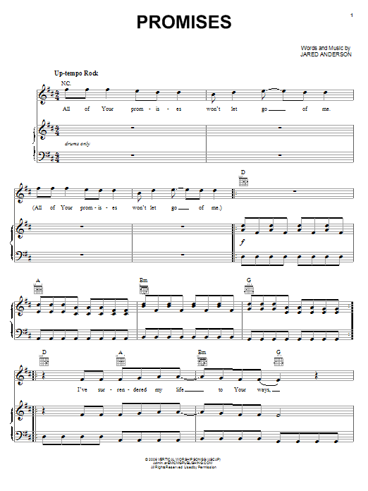 Jared Anderson Promises sheet music notes and chords. Download Printable PDF.