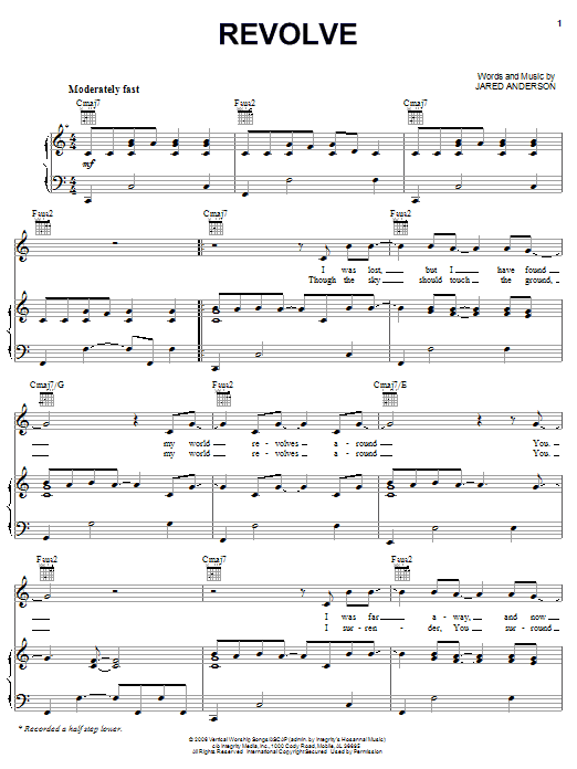 Jared Anderson Revolve sheet music notes and chords. Download Printable PDF.