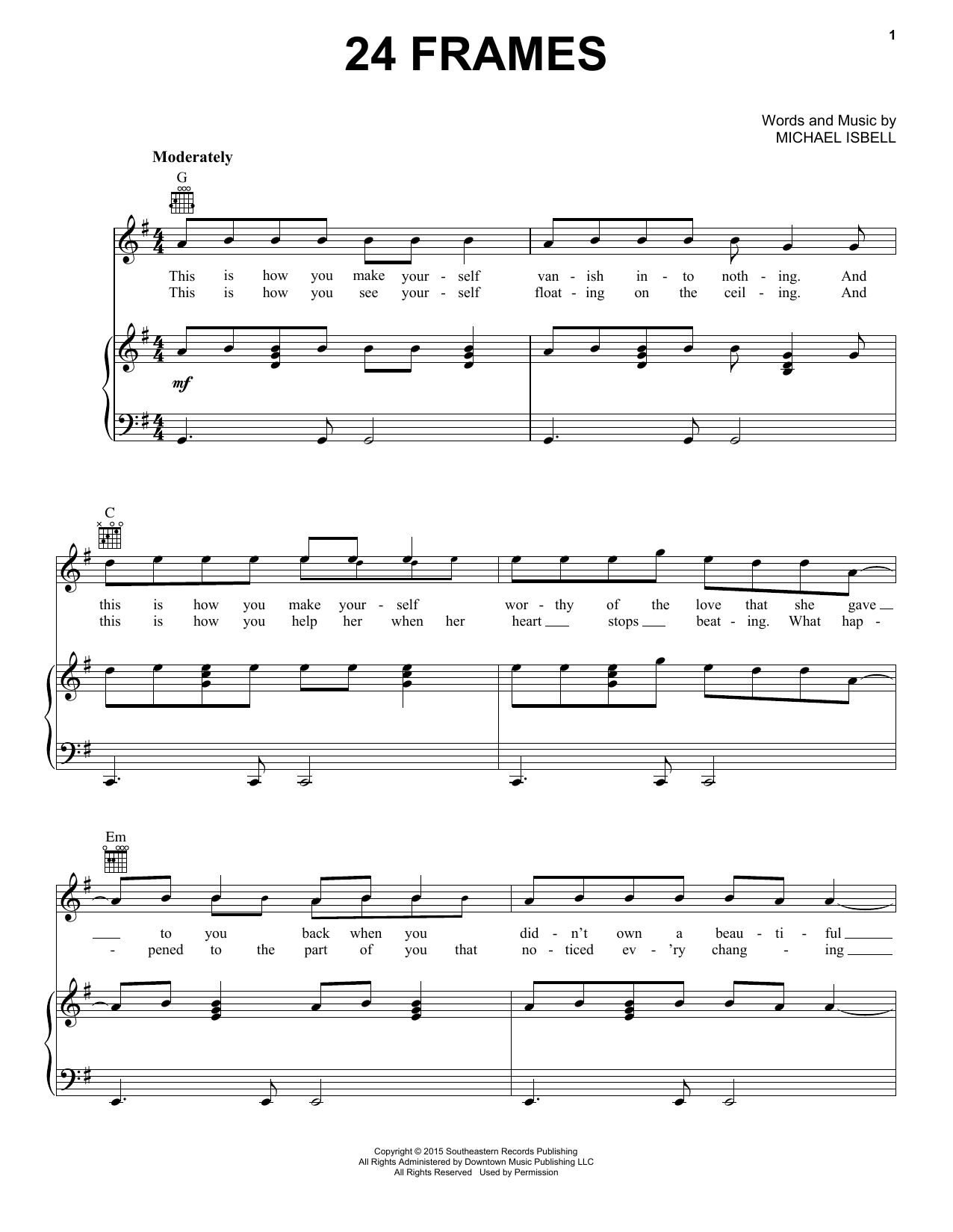 Jason Isbell 24 Frames sheet music notes and chords. Download Printable PDF.