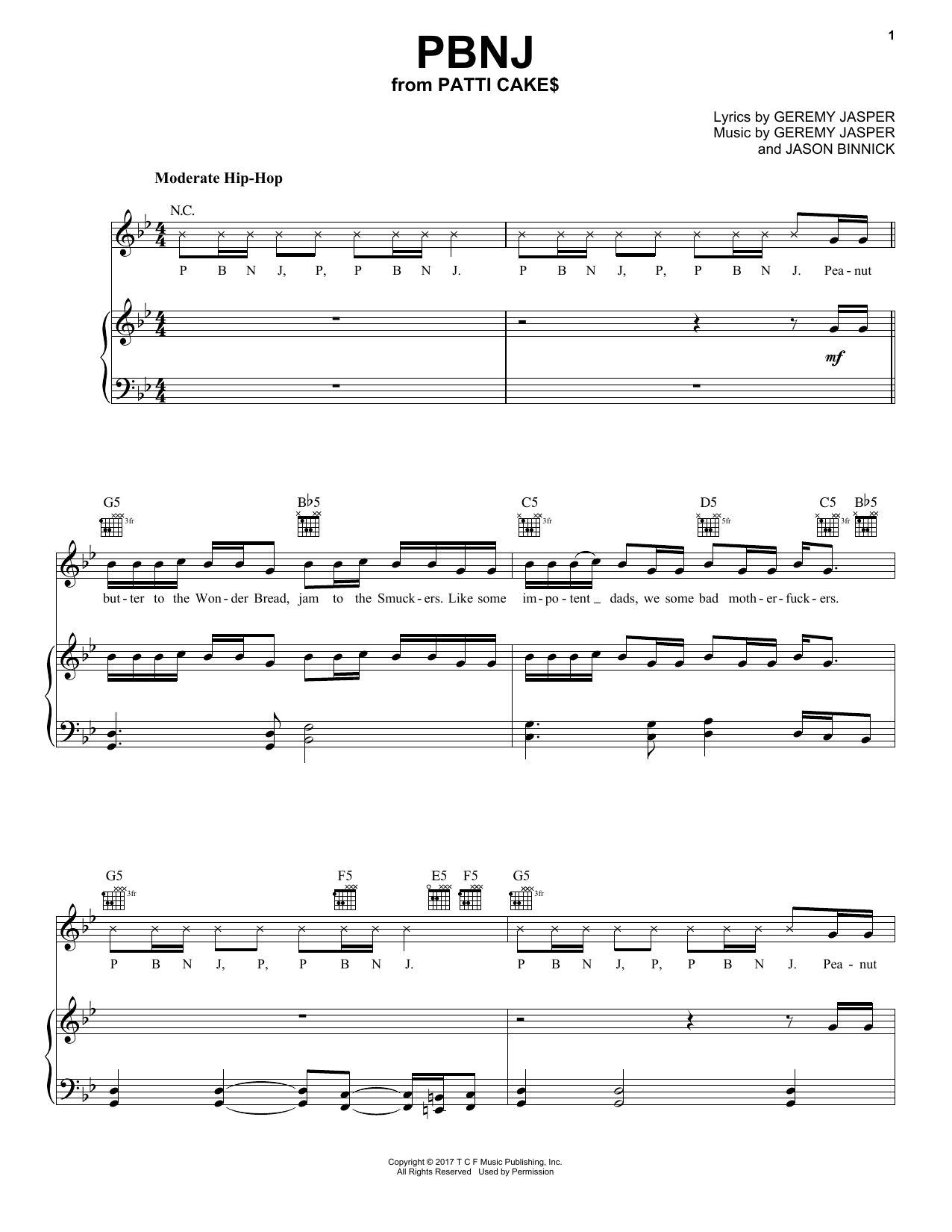 Jason Binnick PBNJ sheet music notes and chords. Download Printable PDF.