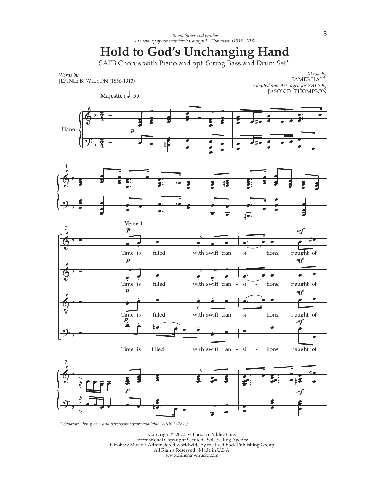 Learn to play Jason D. Thompson Hold To God's Unchanging Hands sheet music for SATB Choir in minutes. Price: 3.9900$ Jason D. Thompson Hold To God's Unchanging Hands sheet music notes and chords arranged for SATB Choir