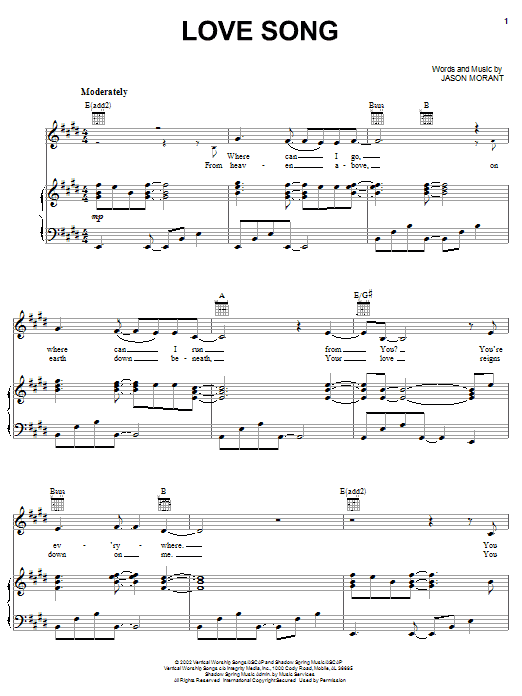 Jason Morant Love Song sheet music notes and chords. Download Printable PDF.