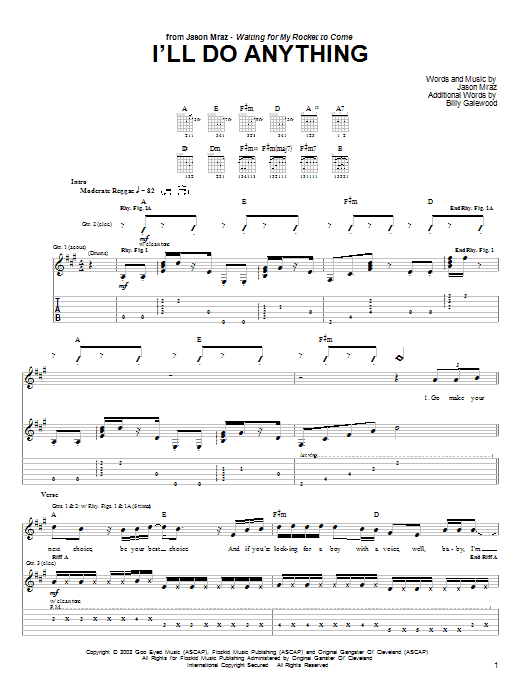 Jason Mraz "I'll Do Anything" Sheet Music PDF Notes, Chords | Rock ...