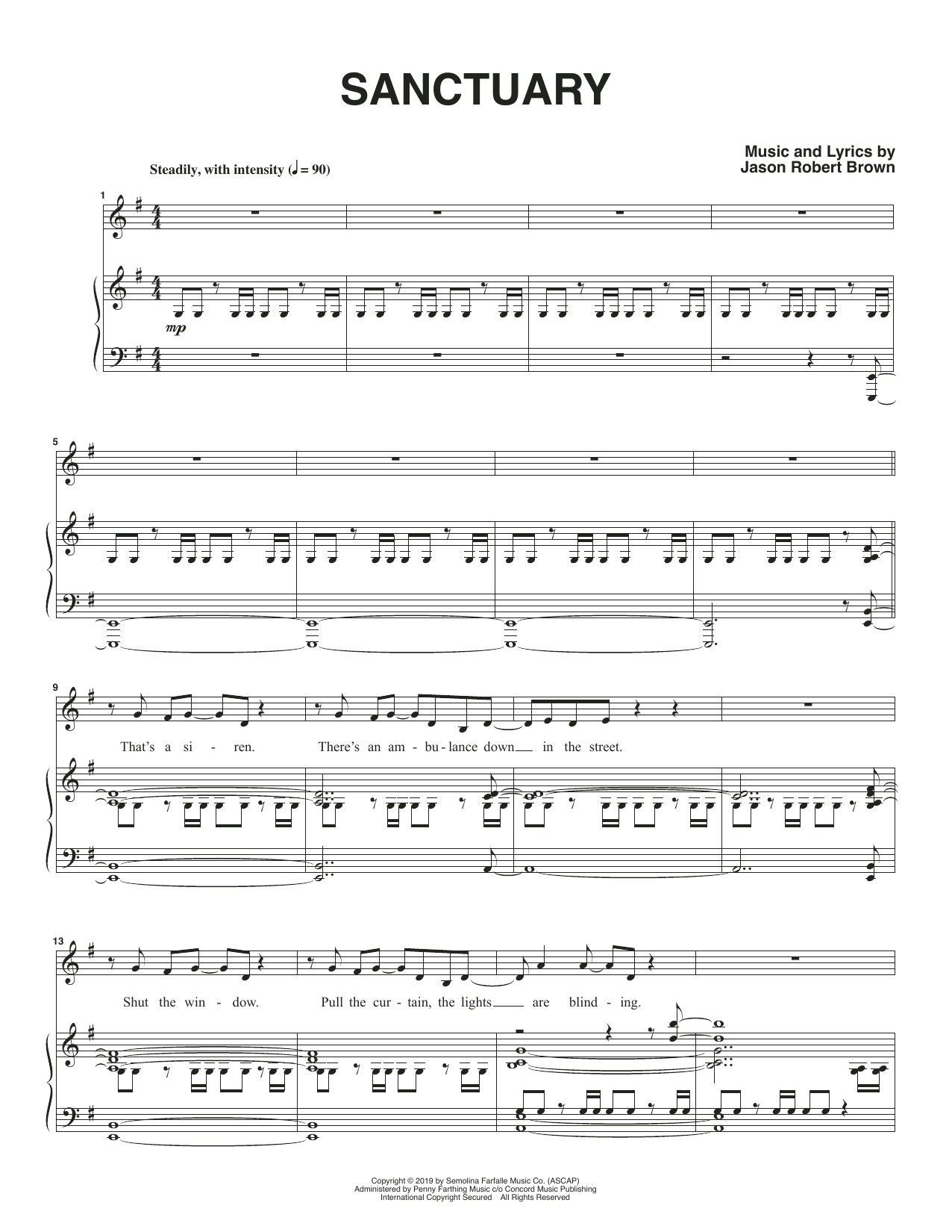 Jason Robert Brown Sanctuary sheet music notes and chords. Download Printable PDF.