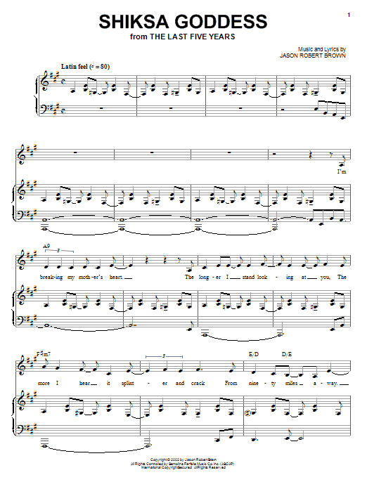 Learn to play Jason Robert Brown Shiksa Goddess (from The Last 5 Years) sheet music for Piano & Vocal in minutes. Jason Robert Brown Shiksa Goddess (from The Last 5 Years) sheet music notes and chords