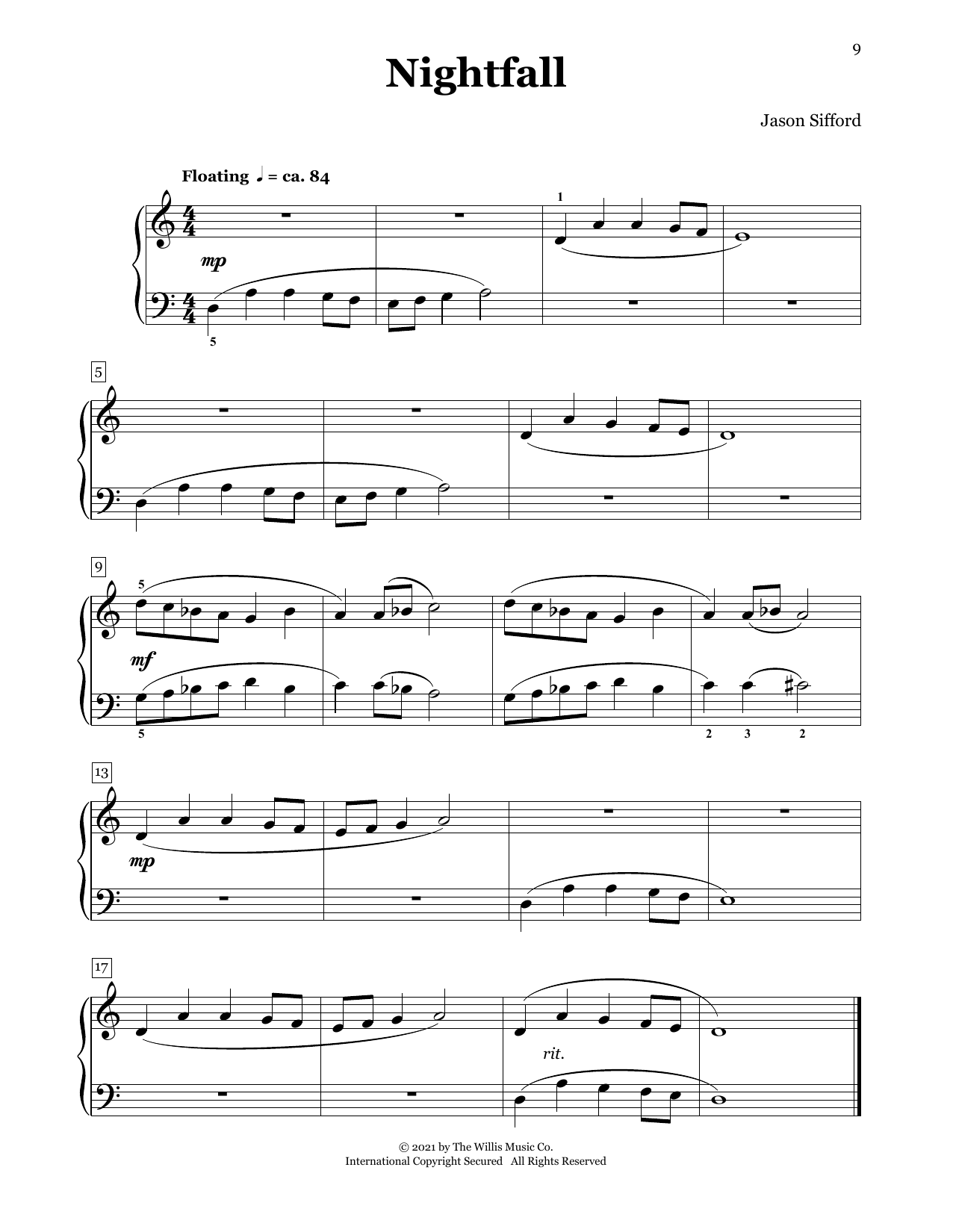 Jason Sifford Nightfall sheet music notes and chords. Download Printable PDF.