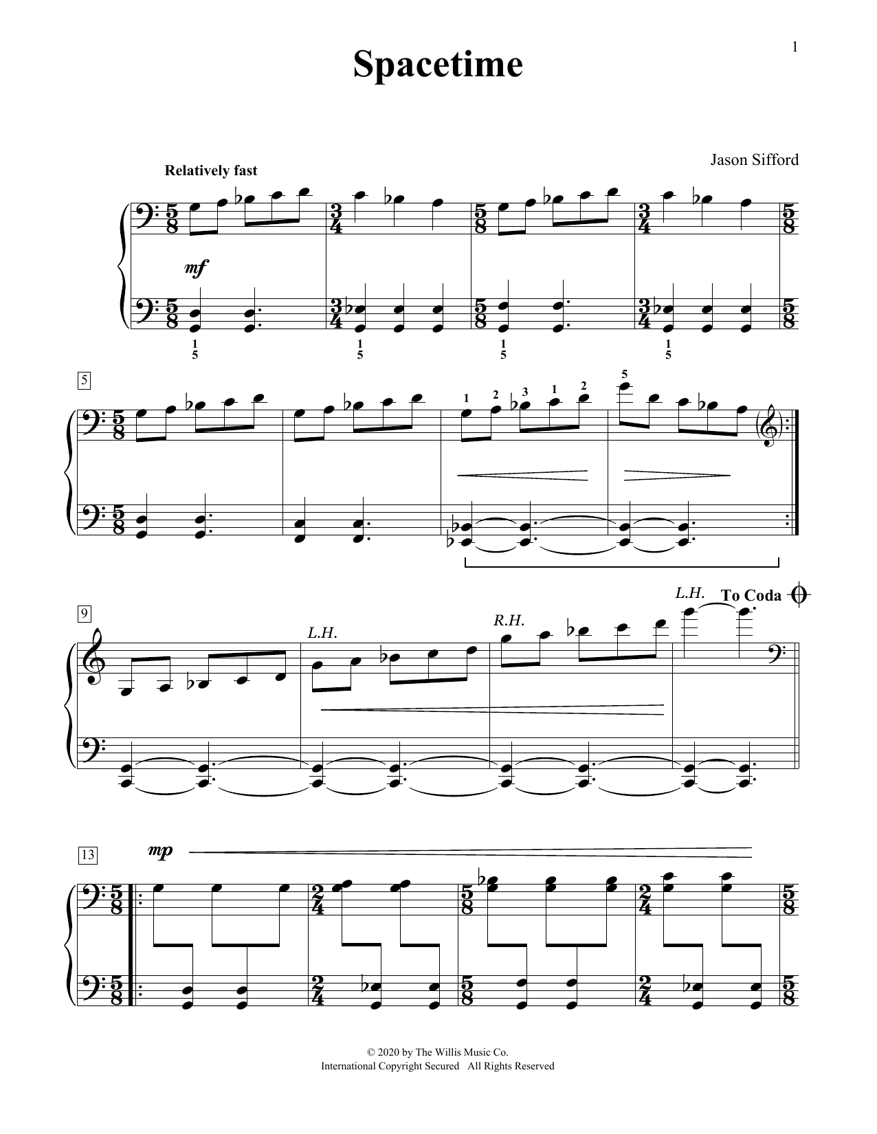 Jason Sifford Spacetime sheet music notes and chords. Download Printable PDF.