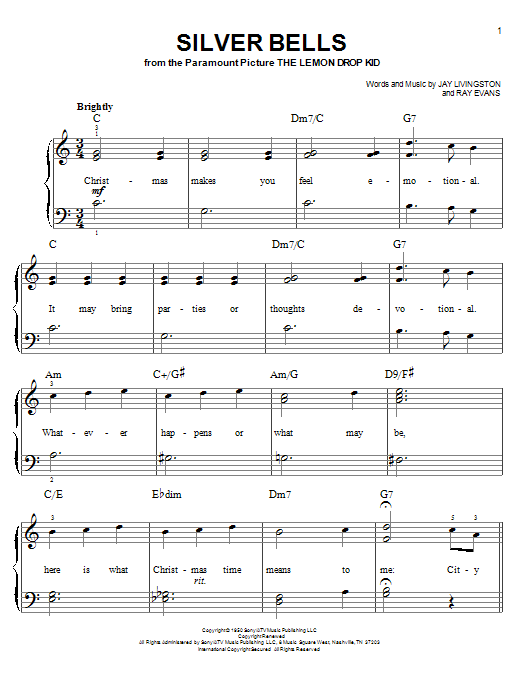 Jay Livingston Silver Bells sheet music notes and chords. Download Printable PDF.