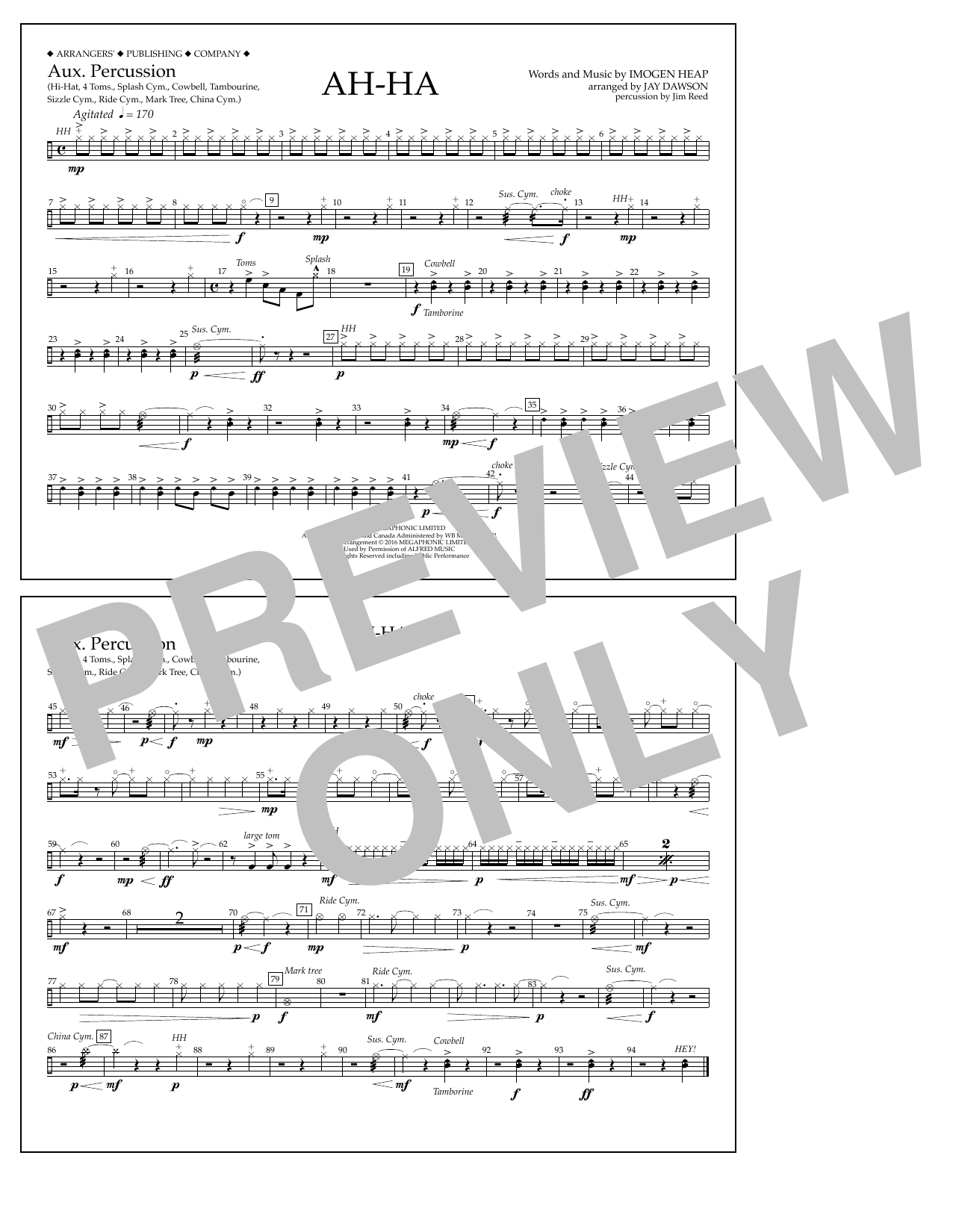 Learn to play Jay Dawson Ah-ha - Aux. Percussion sheet music for Marching Band in minutes. Price: 7.8900$ Jay Dawson Ah-ha - Aux. Percussion sheet music notes and chords arranged for Marching Band