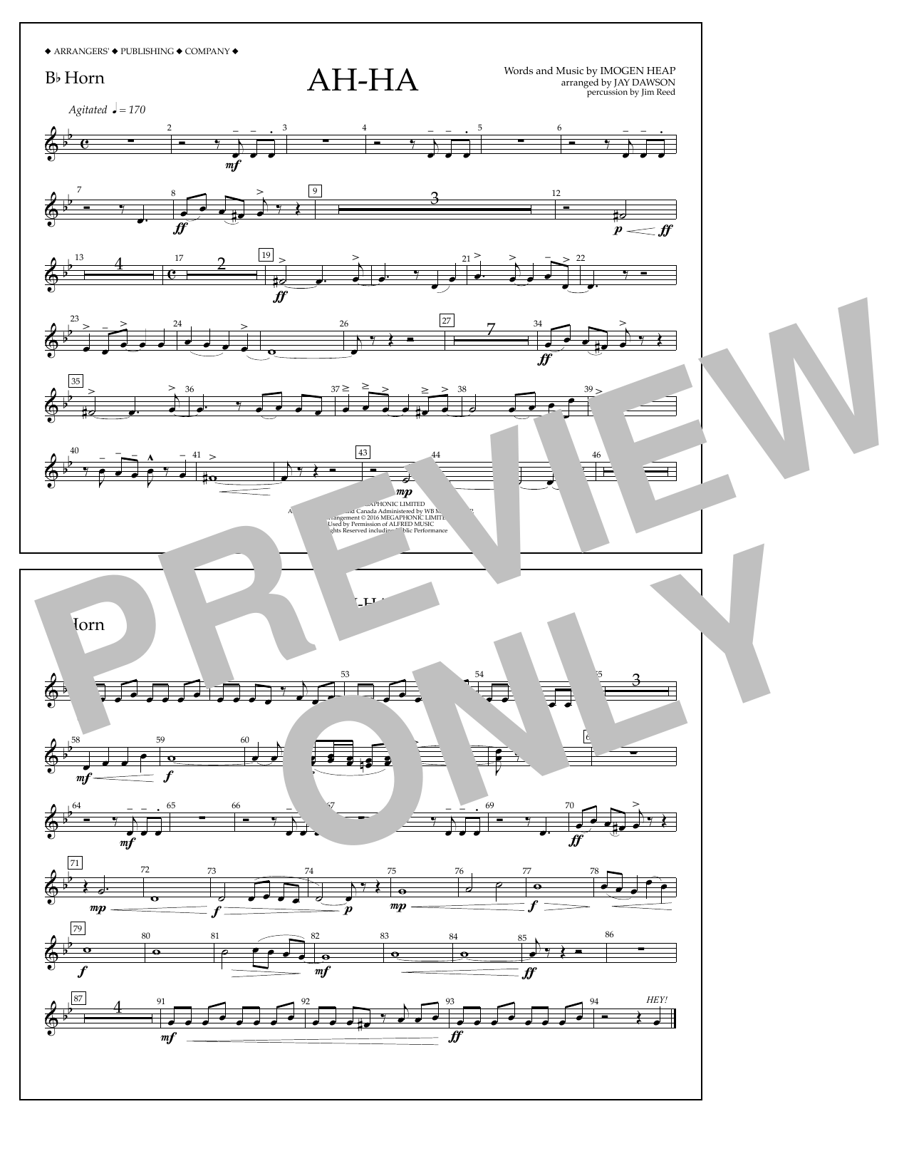 Learn to play Jay Dawson Ah-ha - Bb Horn sheet music for Marching Band in minutes. Price: 7.8900$ Jay Dawson Ah-ha - Bb Horn sheet music notes and chords arranged for Marching Band