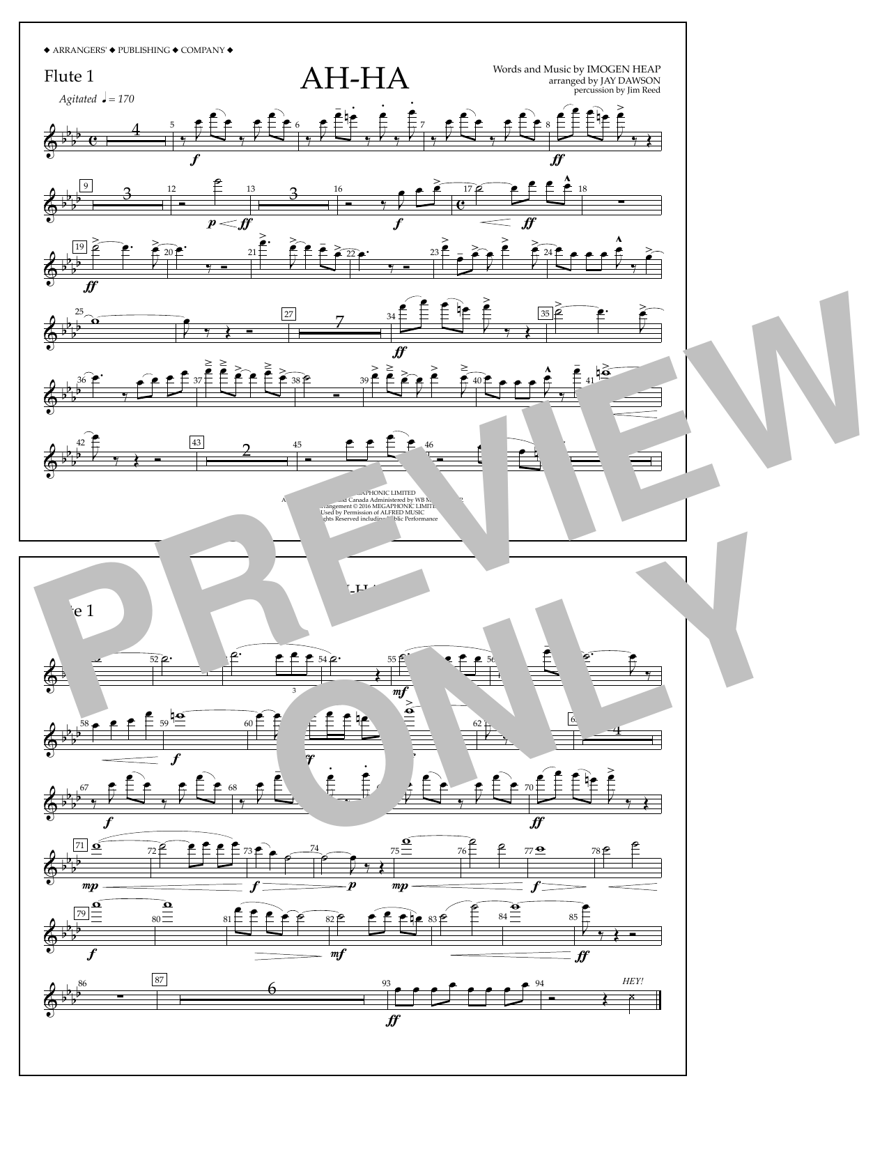 Learn to play Jay Dawson Ah-ha - Flute 1 sheet music for Marching Band in minutes. Price: 7.8900$ Jay Dawson Ah-ha - Flute 1 sheet music notes and chords arranged for Marching Band