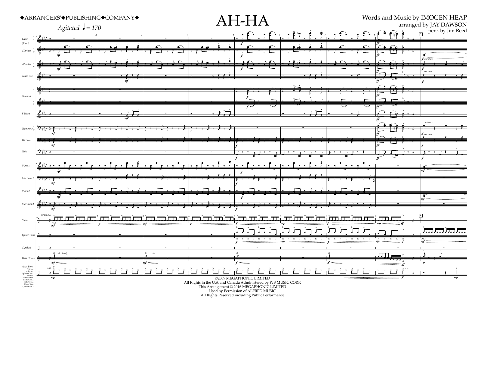 Learn to play Jay Dawson Ah-ha - Full Score sheet music for Marching Band in minutes. Price: 13.9700$ Jay Dawson Ah-ha - Full Score sheet music notes and chords arranged for Marching Band
