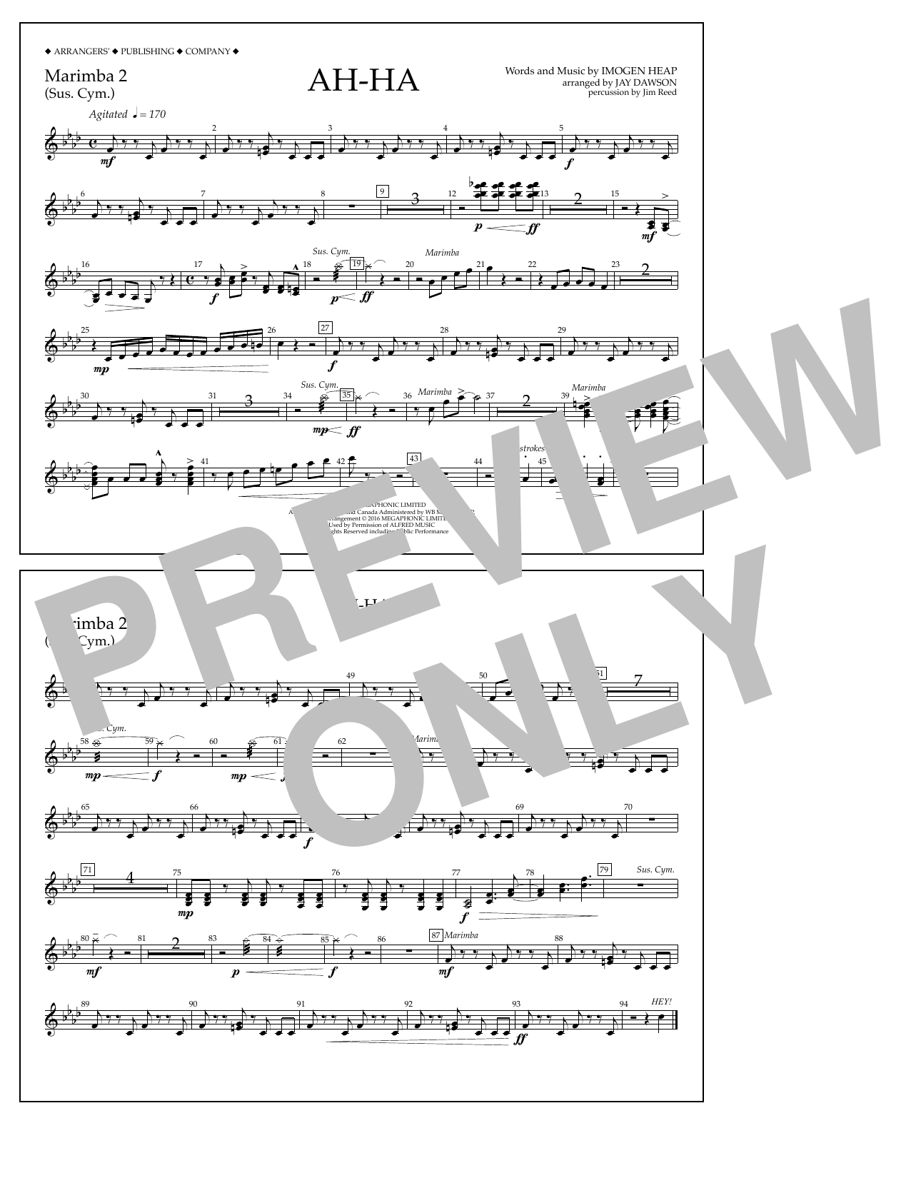 Learn to play Jay Dawson Ah-ha - Marimba 2 sheet music for Marching Band in minutes. Price: 7.8900$ Jay Dawson Ah-ha - Marimba 2 sheet music notes and chords arranged for Marching Band