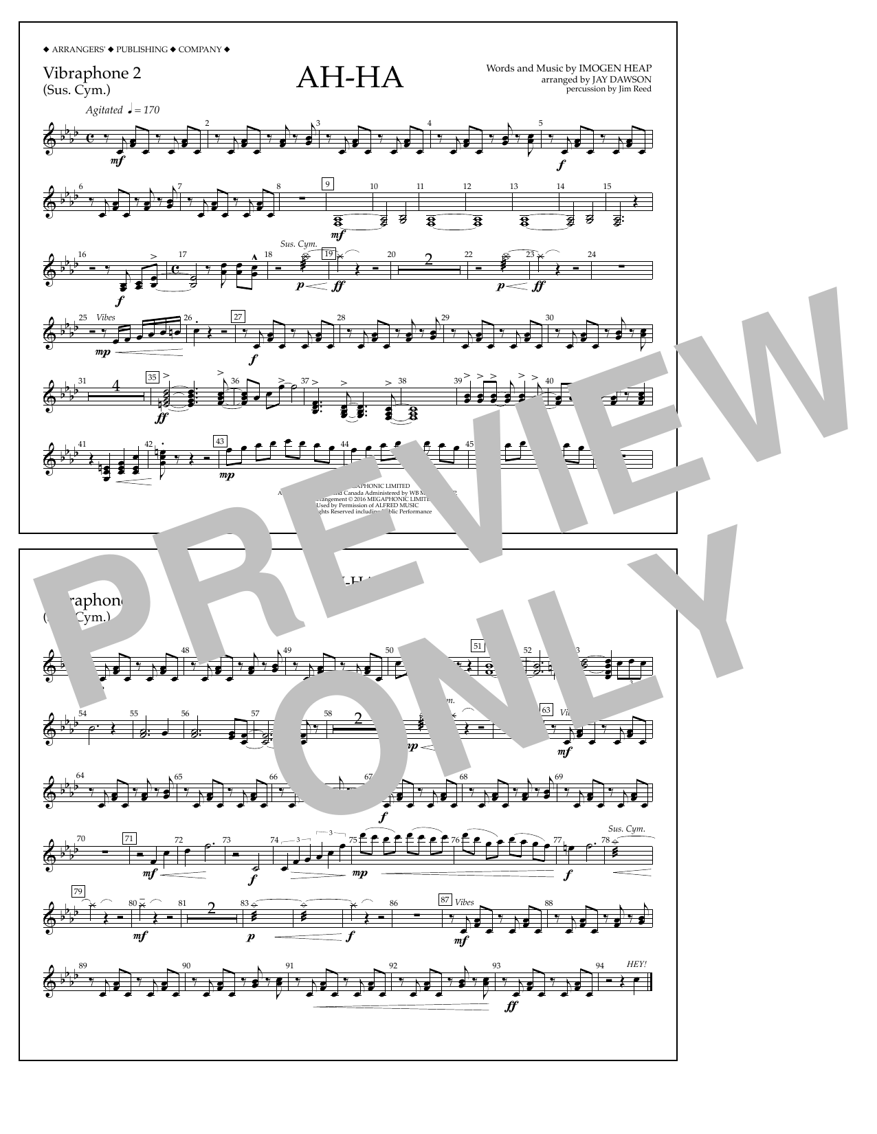 Learn to play Jay Dawson Ah-ha - Vibraphone 2 sheet music for Marching Band in minutes. Price: 7.8900$ Jay Dawson Ah-ha - Vibraphone 2 sheet music notes and chords arranged for Marching Band
