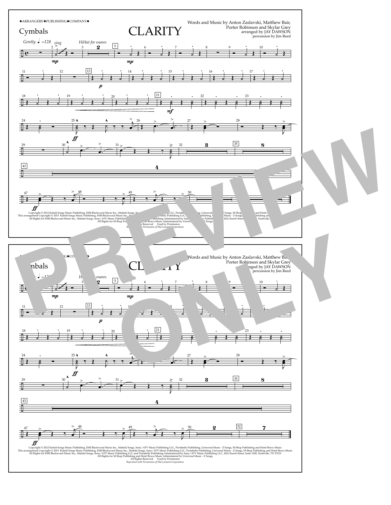 Jay Dawson Clarity - Cymbals sheet music notes and chords. Download Printable PDF.