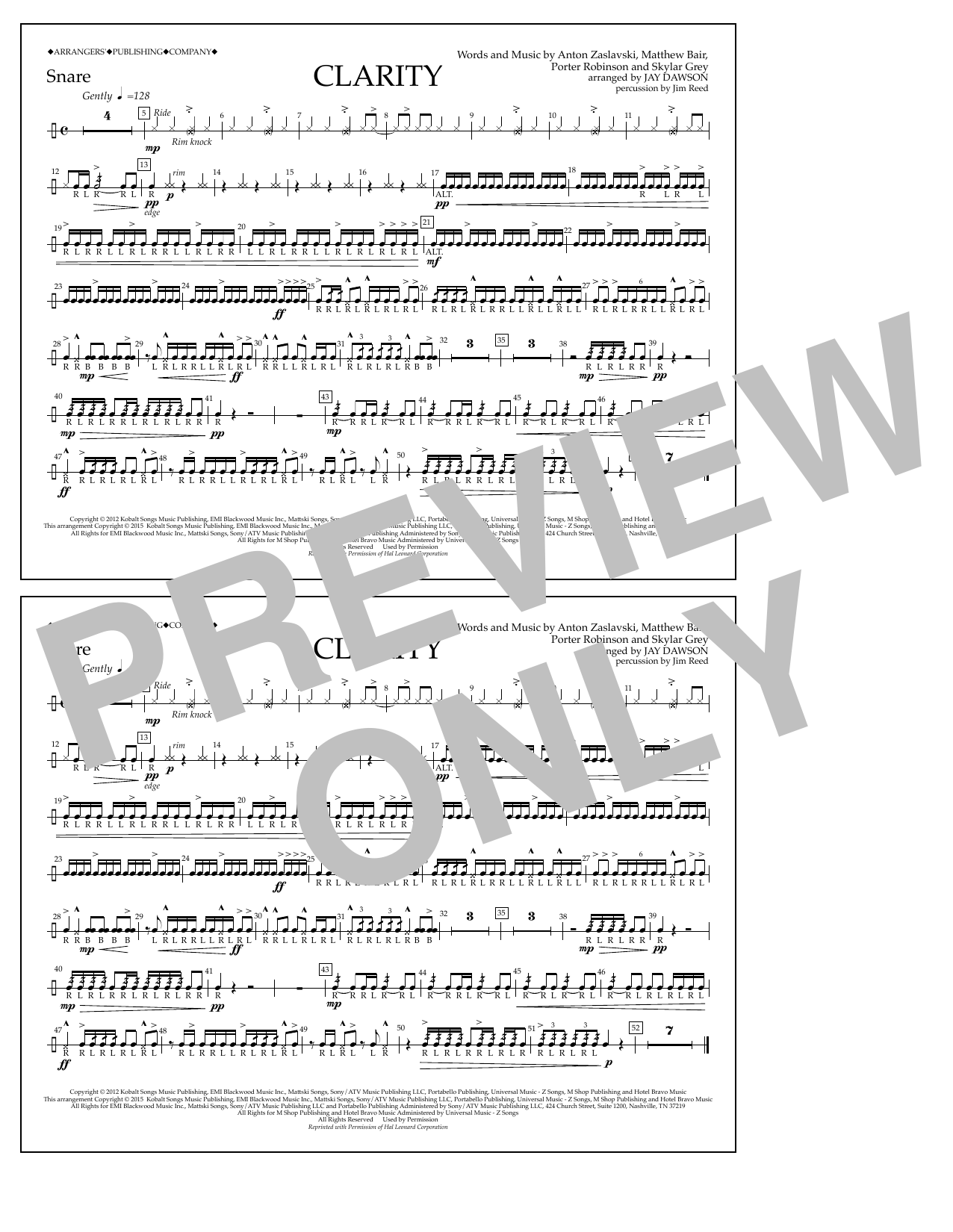 Jay Dawson Clarity - Snare sheet music notes and chords. Download Printable PDF.