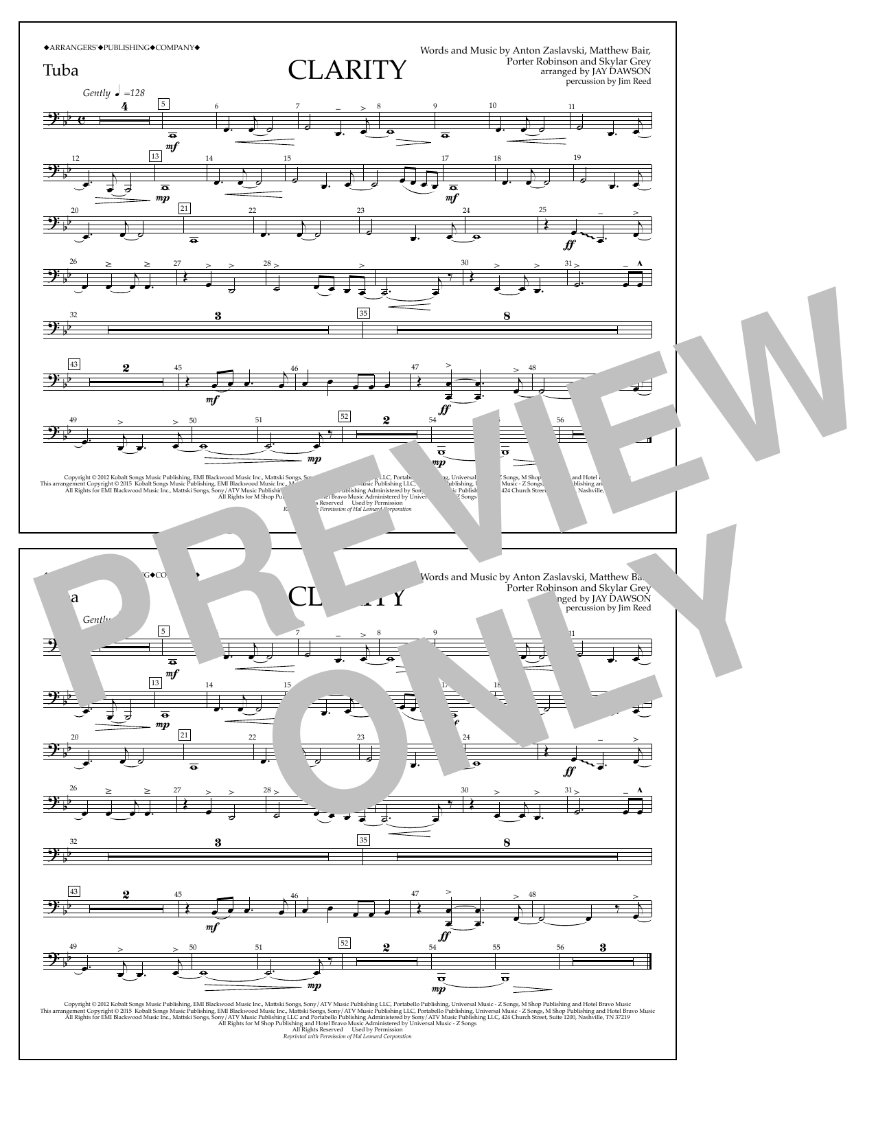 Jay Dawson Clarity - Tuba sheet music notes and chords. Download Printable PDF.