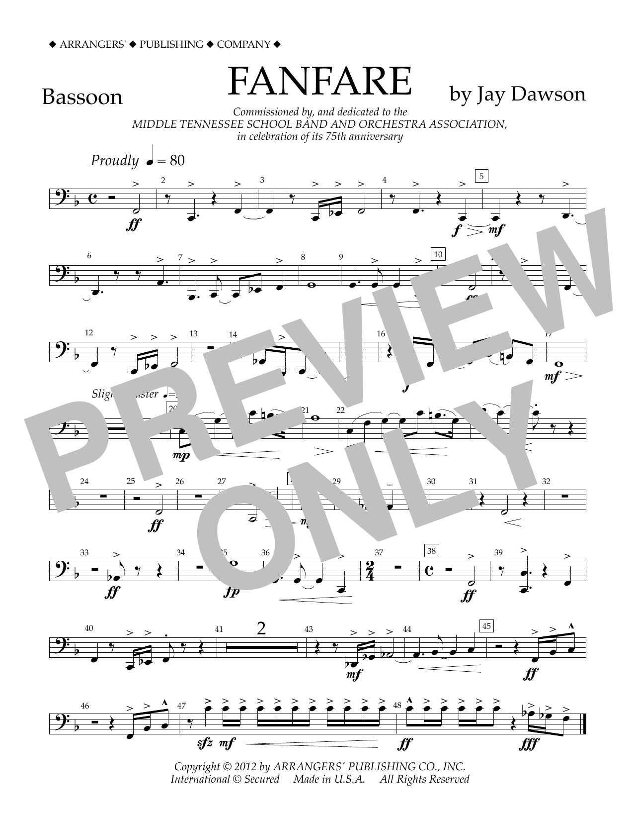 Jay Dawson Fanfare - Bassoon sheet music notes and chords. Download Printable PDF.