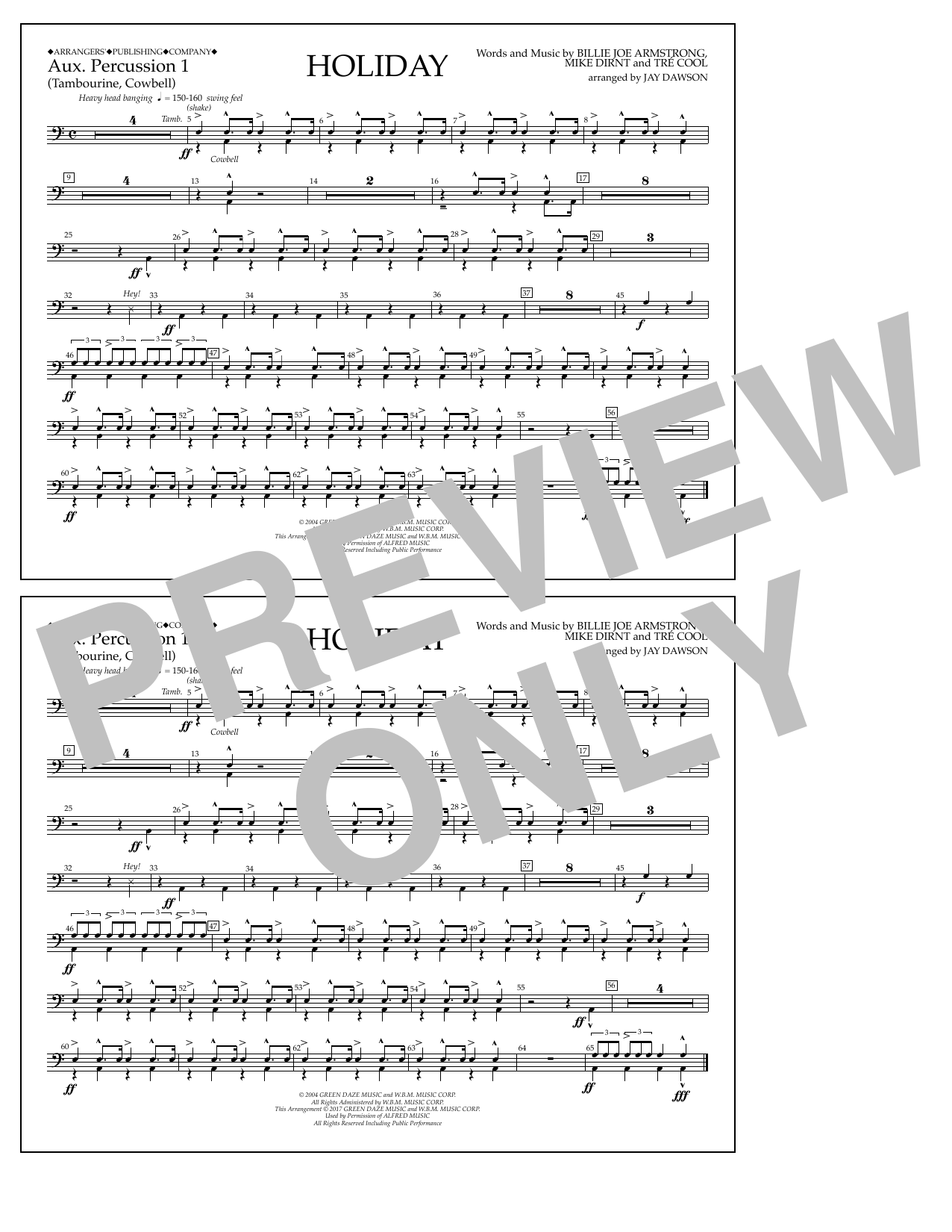 Learn to play Jay Dawson Holiday - Aux. Percussion 1 sheet music for Marching Band in minutes. Price: 7.8900$ Jay Dawson Holiday - Aux. Percussion 1 sheet music notes and chords arranged for Marching Band