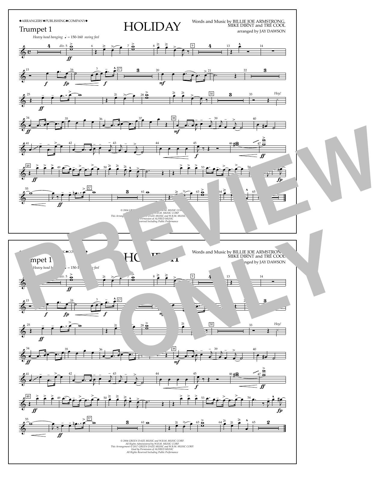 Learn to play Jay Dawson Holiday - Bb Trumpet 1 sheet music for Marching Band in minutes. Price: 7.8900$ Jay Dawson Holiday - Bb Trumpet 1 sheet music notes and chords arranged for Marching Band