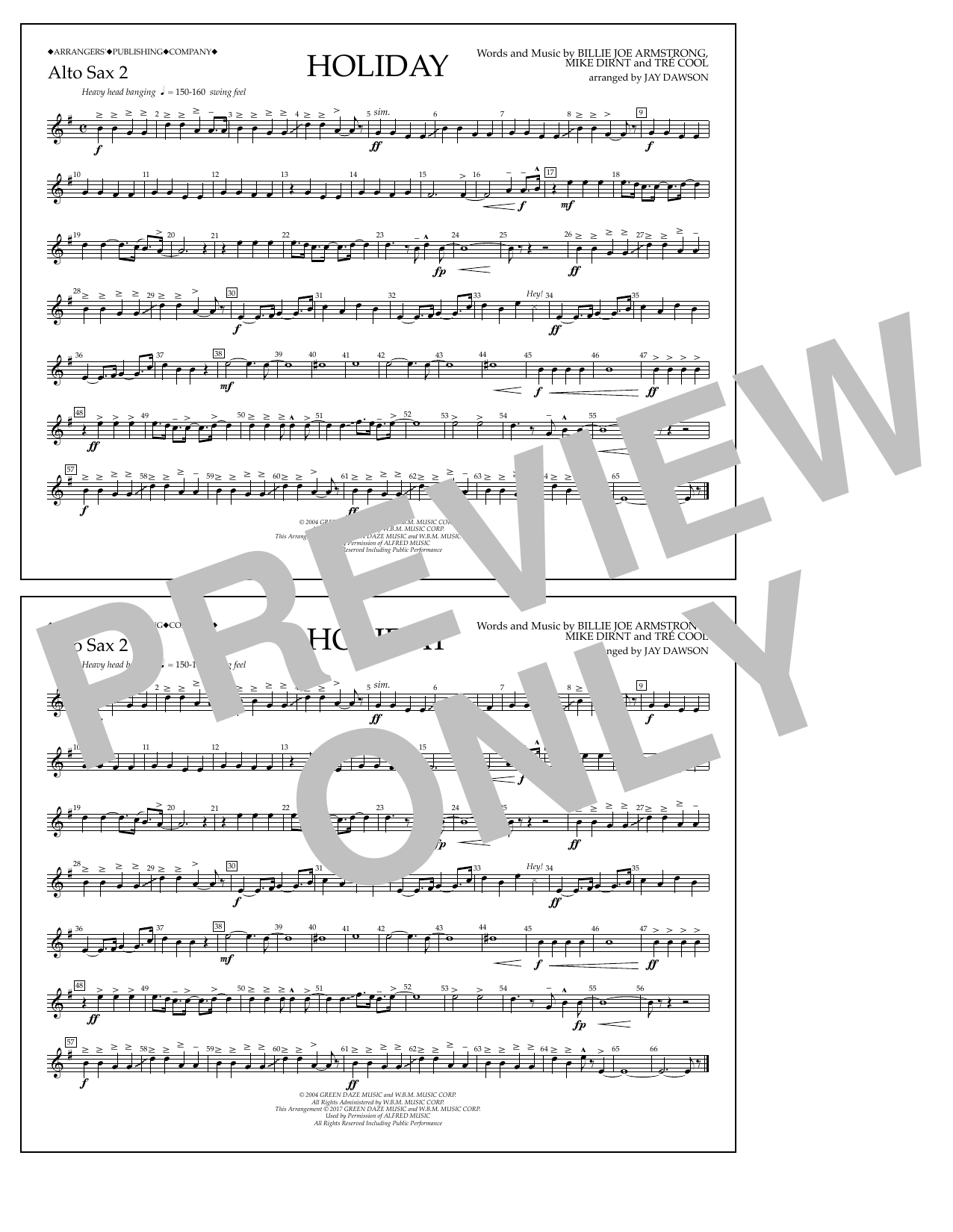 Learn to play Jay Dawson Holiday - Eb Alto Sax 2 sheet music for Marching Band in minutes. Price: 7.8900$ Jay Dawson Holiday - Eb Alto Sax 2 sheet music notes and chords arranged for Marching Band