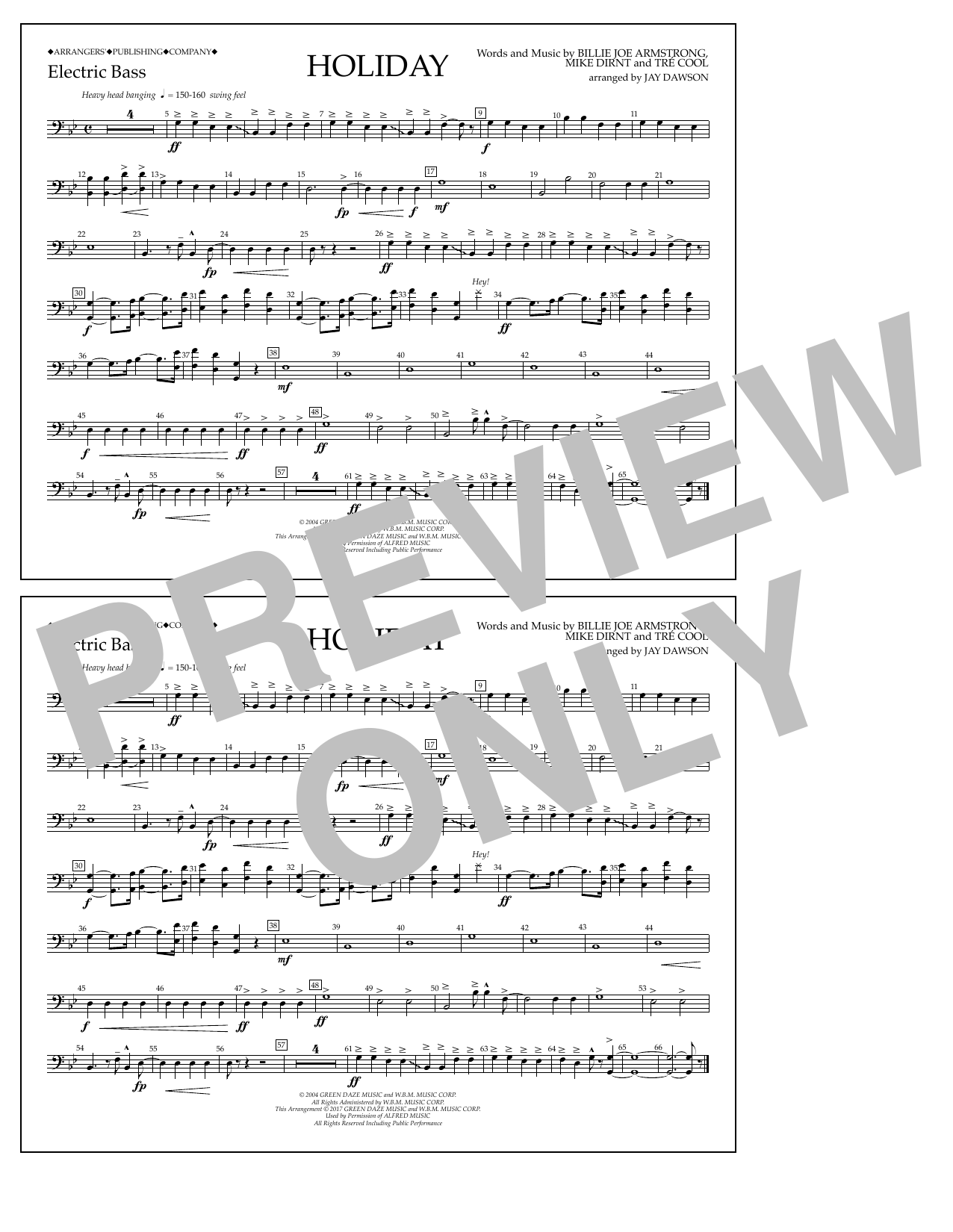 Learn to play Jay Dawson Holiday - Electric Bass sheet music for Marching Band in minutes. Price: 7.8900$ Jay Dawson Holiday - Electric Bass sheet music notes and chords arranged for Marching Band