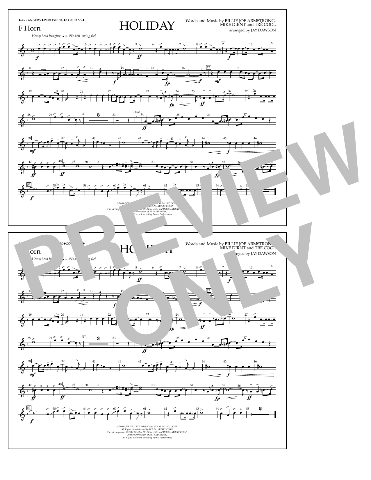 Learn to play Jay Dawson Holiday - F Horn sheet music for Marching Band in minutes. Price: 7.8900$ Jay Dawson Holiday - F Horn sheet music notes and chords arranged for Marching Band