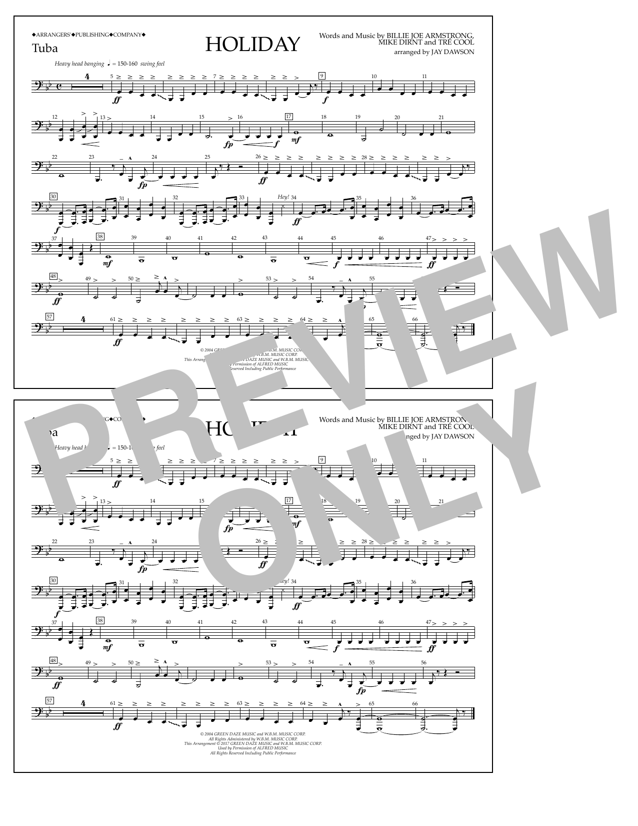 Jay Dawson Holiday - Tuba sheet music notes and chords. Download Printable PDF.