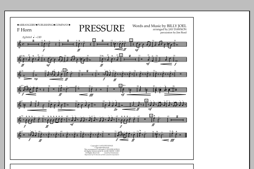Learn to play Jay Dawson Pressure - F Horn sheet music for Marching Band in minutes. Price: 7.8900$ Jay Dawson Pressure - F Horn sheet music notes and chords arranged for Marching Band