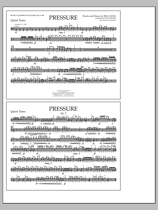 Jay Dawson Pressure - Quint-Toms sheet music notes and chords. Download Printable PDF.